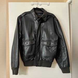 Ralph Lauren Black Leather Bomber Jacket